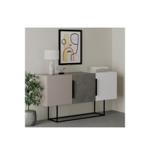 Buffet Moderno de 2 Puertas Color Gris Antique-Mocha-Blanco - 150x42x79.5 cm - Diseño Elegante para Comedor.